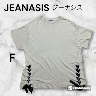 JEANASIS - JEANASIS ジーナシス リボン Tシャツ F 綿 オーバーサイズ