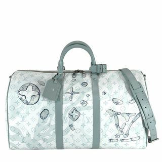 ルイヴィトン(LOUIS VUITTON)の【在庫処分】LOUIS VUITTON ルイヴィトン ボストンバッグ モノグラム・アクアガーデン キーポルバンドリエール50 2WAY 肩掛け 斜め掛け Keepall Bandouliere50 かばん 鞄 M22570    ライトブルー シルバー金具 メンズ 美品【中古品】(ボストンバッグ)