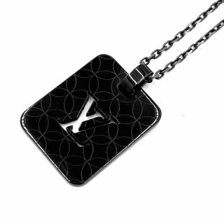 LOUIS VUITTON - LOUIS VUITTON ルイヴィトン ネックレス パンダンティフ・シャンゼリゼPM アクセサリー アジャスター付き LVロゴ    ダイヤモンド0.03ct M66113 ブラック 黒 メンズ 約6.2g【中古品】