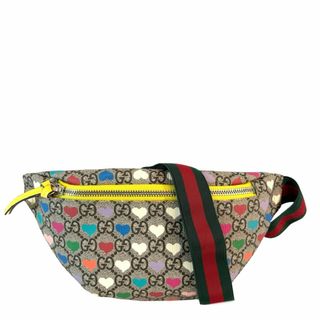 グッチ(Gucci)のGUCCI グッチ ウエストバッグ チルドレンズ ハートベルトバッグ ウエストバッグ ボディバッグ 鞄 かばん 502095 GGスプリームキャンバス    ブラウン 茶 マルチカラー ゴールド金具 キッズ 美品【中古品】(ウエストポーチ)