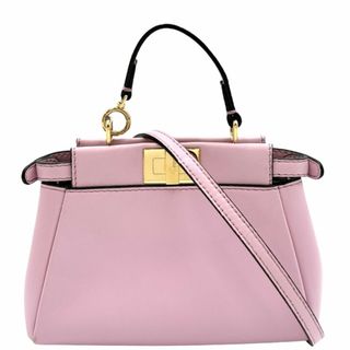 フェンディ(FENDI)のFENDI フェンディ 2WAY マイクロピーカブー ミニハンドバッグ ショルダーバッグ 肩掛け 斜め掛け かばん 鞄 8M0355 レザー    ピンク ゴールド金具 レディース【中古品】(ショルダーバッグ)