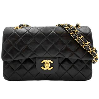 シャネル(CHANEL)のCHANEL シャネル ショルダーバッグ ヴィンテージ マトラッセ23 ダブルチェーン ダブルフラップ 肩掛け 斜め掛け ココマーク ココ ターンロック 鞄 かばん A01113 ラムスキン    ブラック 黒 ゴールド金具 レディース【中古品】(ショルダーバッグ)