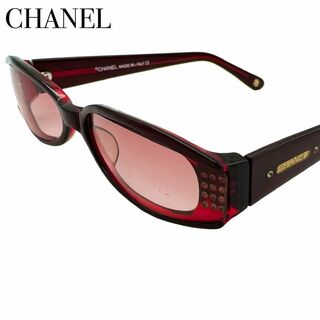 シャネル(CHANEL)のシャネル ラインストーン サングラス メガネ レディース レッド 眼鏡 ボルドー(サングラス/メガネ)