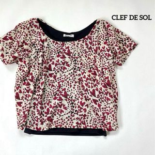 クレドソル(CLEF DE SOL)の【クレドソル】ハート柄 ブラウス 半袖 夏 M(シャツ/ブラウス(半袖/袖なし))