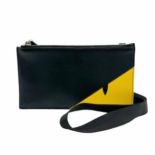 フェンディ(FENDI)のフェンディ FENDI ショルダーバッグ ショルダーウオレット モンスター レザー ブラック/イエロー メンズ 送料無料【中古】 z1328(ショルダーバッグ)