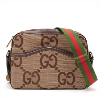 グッチ(Gucci)のグッチ  キャンバス×レザー  ブラウン レディース ショルダーバッグ(ショルダーバッグ)