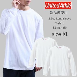 ユナイテッドアスレ(UnitedAthle)の新品未使用 ユナイテッドアスレ 5.6oz リブ付 ロンT 白 2枚 XL(Tシャツ/カットソー(七分/長袖))