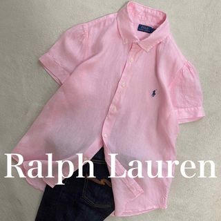 POLO RALPH LAUREN - Ralph Lauren  美品　L 人気のリネン　正規品　家洗い可　半袖シャツ