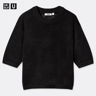 UNIQLO U コットンブレンドクルーネックセーター ブラック(ニット/セーター)