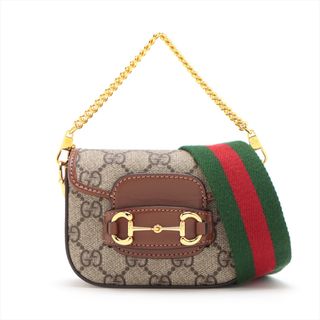 グッチ(Gucci)のグッチ ホースビット PVC×レザー  ブラウン レディース ショルダーバ(ショルダーバッグ)