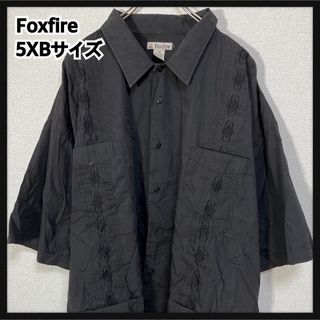 フォックスファイヤー(Foxfire)の【キューバシャツ】半袖柄シャツ　幾何学刺繍　黒ブラック　5XB　27(シャツ)