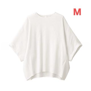 ムジルシリョウヒン(MUJI (無印良品))の無印良品   ヘンプ　レーヨン　半袖ブラウス  婦人M  オフ白    (シャツ/ブラウス(半袖/袖なし))