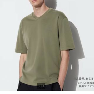 ユニクロ(UNIQLO)のエアリズムコットンVネック半袖(新品)(Tシャツ/カットソー(半袖/袖なし))