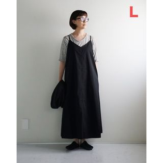 ムジルシリョウヒン(MUJI (無印良品))の無印良品   シワになりにくい　 ブロードキャミソールワンピース   L  黒 (ロングワンピース/マキシワンピース)