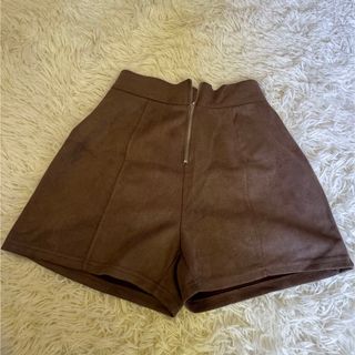 シマムラ(しまむら)のしまむら 上ノ堀結愛 スエード ジップ ショートパンツ  M ブラウン(ショートパンツ)