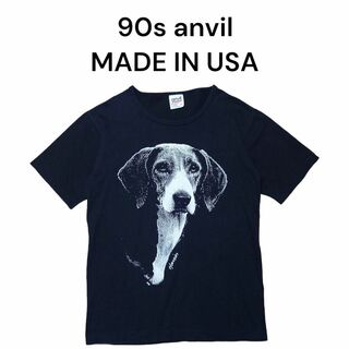 90s anvil　犬ビッグプリントTシャツ　アンビル　USA製　ブラック(Tシャツ/カットソー(半袖/袖なし))