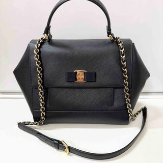 サルヴァトーレフェラガモ(Salvatore Ferragamo)のサルバトーレフェラガモ　2WAY ショルダーバッグ　ハンドバッグ　黒(ハンドバッグ)