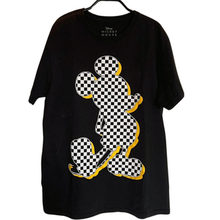 ディズニー(Disney)の希少デザイン チェッカー ミッキー  Tシャツ 黒 Disney 　(Tシャツ/カットソー(半袖/袖なし))