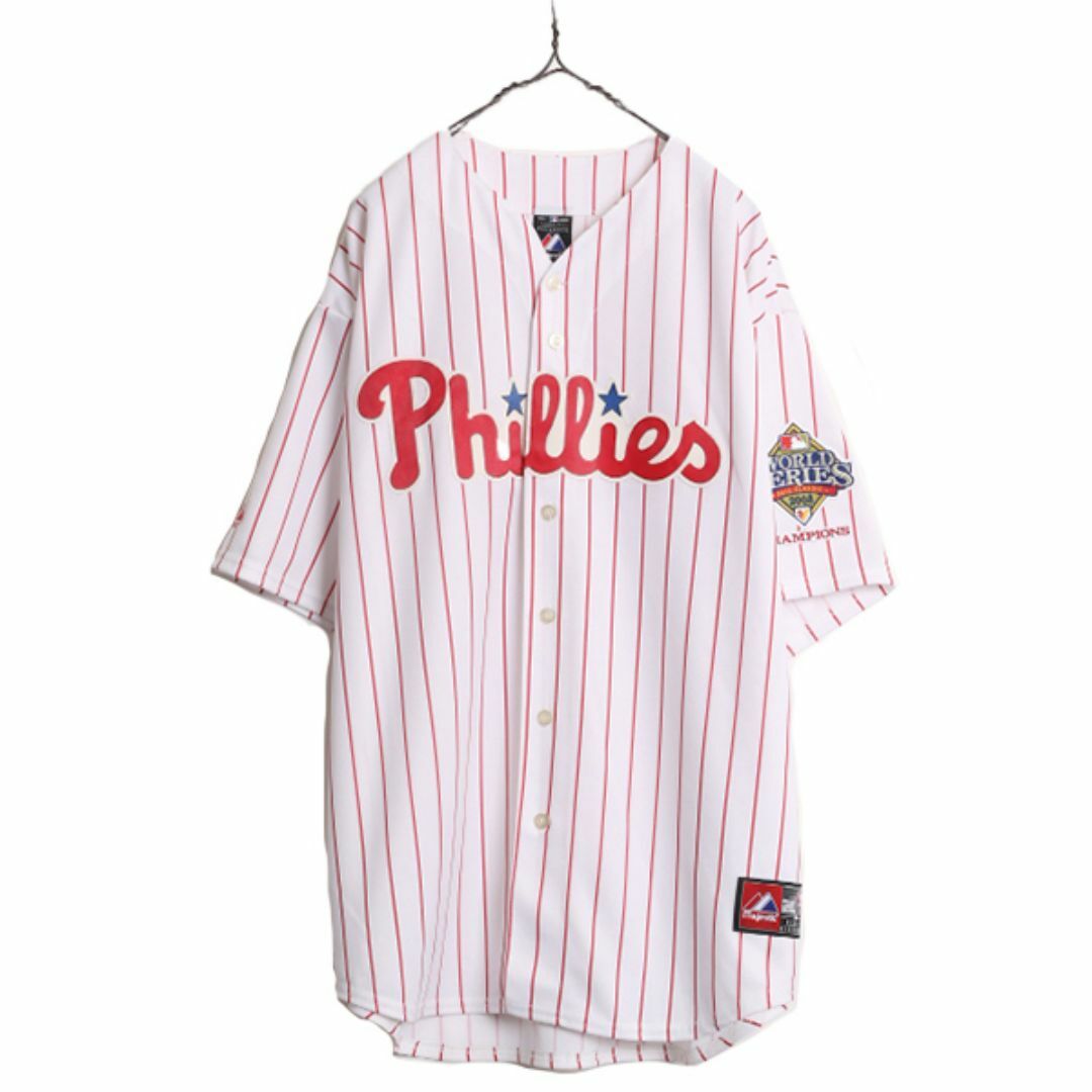 送料無料 通販 ファッション USA製 MLB オフィシャル Majestic フィリーズ ベースボール ユニフォームシャツ