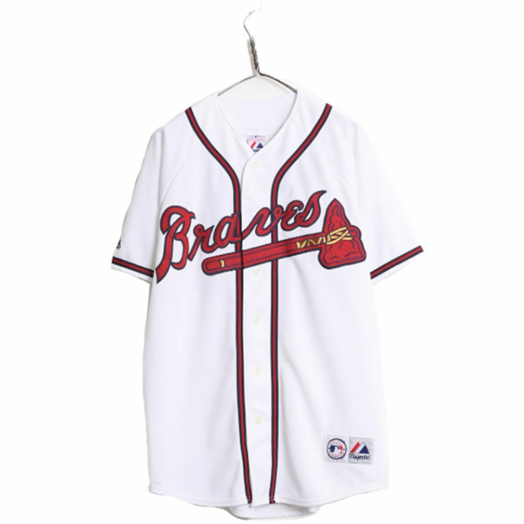 【おまけ付】 MLB オフィシャル Majestic ブレーブス ベースボール シャツ ユニフォームシャツ