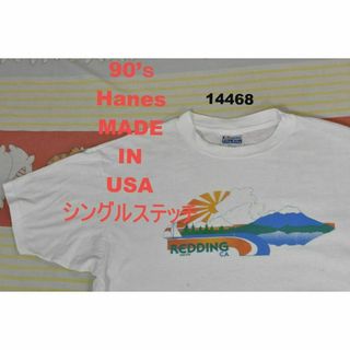 ヘインズ(Hanes)の90’ｓ 染込みプリント Tシャツ t14468 シングルステッチ ビンテージ(Tシャツ/カットソー(半袖/袖なし))