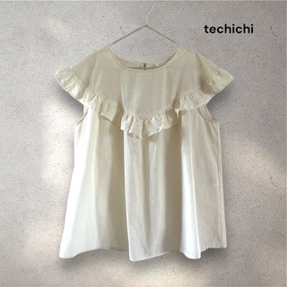 テチチ(Techichi)のte chichi テチチ リネン混 フリルカラー ブラウス フリーサイズ 白(シャツ/ブラウス(半袖/袖なし))