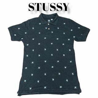 ステューシー(STUSSY)のSTUSSY全面スカル刺繍ポロシャツMステューシー黒(ポロシャツ)
