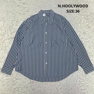N.HOOLYWOOD - エヌハリウッド ストライプワークシャツ オーバーサイズ 日本製 36 ネイビー