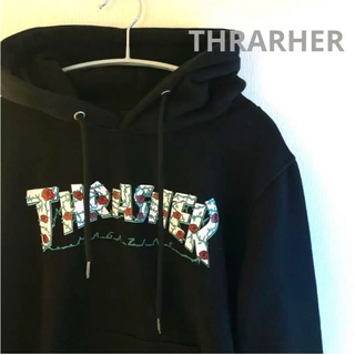 THRASHER - THRARHER フーディー  プルオーバーパーカー　ブラック　Mサイズ