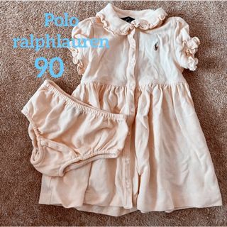 ポロラルフローレン(POLO RALPH LAUREN)のポロラルフローレン　ポロシャツ　半袖ワンピース　パンツ付　90 ピンク(ワンピース)