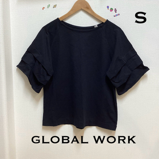 グローバルワーク(GLOBAL WORK)のグローバルワーク　コットン袖3段フレア　半袖カットソー　S(カットソー(半袖/袖なし))