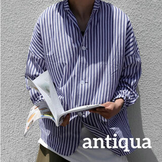 antiqua - antiqua ストライプ シャツジャケット
