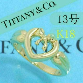 ティファニー(Tiffany & Co.)のティファニー　TIFFANY　K18YG　13号　ハートリボンリング　良品(リング(指輪))