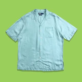 ポロラルフローレン(POLO RALPH LAUREN)の90s ポロラルフローレン CALDWELL シルクリネンオープンカラーシャツ(シャツ)