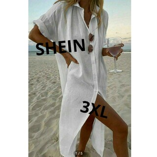 シーイン(SHEIN)の【未使用】3XL SHEIN ロングシャツ　ワンピース　大きいサイズ(ロングワンピース/マキシワンピース)