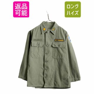 60s 米軍実物 US ARMY コットン サテン ユーティリティ シャツ メンズ M 程/ 古着 60年代 ヴィンテージ ミリタリー 筒袖 1st OG107 パッチ(個人装備)