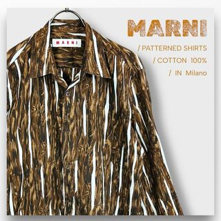 【マルニ】MARNI 長袖シャツ 総柄 プリント ４８ イタリア製 美品 メンズ