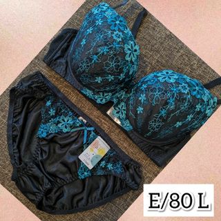 e80-5s【E/80 L】ブラジャー/ショーツ　上下セット【新品タグ付き】(ブラ&ショーツセット)