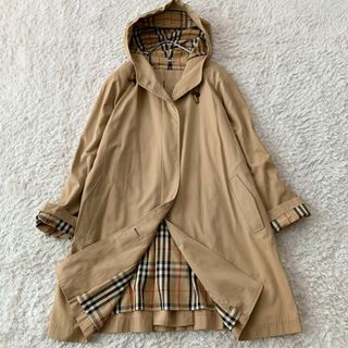 バーバリー(BURBERRY)の美品 バーバリー フーデットコート ロングコート ポンチョ ノバチェック 13号(ロングコート)