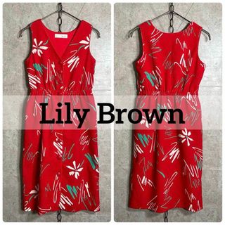 リリーブラウン(Lily Brown)のLily Brown 16ss パイル生地 ノースリーブワンピース アロハ(ひざ丈ワンピース)