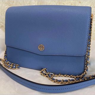 Tory Burch - 極美品 トリーバーチ ショルダーバッグ チェーン クロスボディ 内側花柄 ブルー