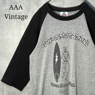 ヴィンテージ(VINTAGE)のヴィンテージ スカル サーフ surf 七分袖 ラグラン Tシャツ AAA(Tシャツ/カットソー(七分/長袖))