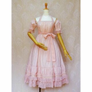 ヴィクトリアンメイデン(Victorian maiden)のメイデン　エレガントレーシーホルターネックドレス　ピンク(ひざ丈ワンピース)