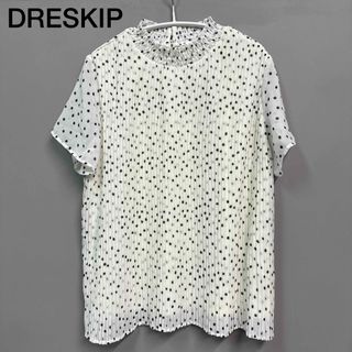 ドレスキップ(DRESKIP)のDRESKIP トップス　シャツ　ブラウス　L 水玉　ドット　ホワイト　半袖(Tシャツ(半袖/袖なし))