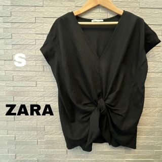 ザラ(ZARA)のザラ ZARA カシュクール 半袖 トップス ブラック カットソー チュニック(シャツ/ブラウス(半袖/袖なし))