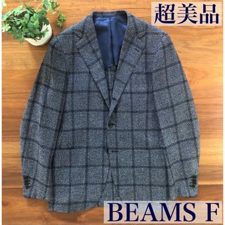 ビームスエフ(BEAMS F)の【超美品】BEAMSビームス Fネイビーウィンドウペンジャケット48(テーラードジャケット)