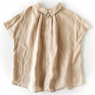 フォグリネンワーク(fog linen work)のフォグリネンワーク リネン100% 半袖ブラウス 前後着用OK ベージュ系(シャツ/ブラウス(半袖/袖なし))