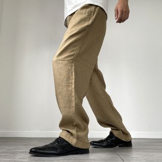 ブルックスブラザース(Brooks Brothers)の古着 ブルックスブラザーズ Brooks Brothers 346 ツータック リネンパンツ スラックス メンズw32 /eaa453182(スラックス)