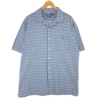 ラルフローレン(Ralph Lauren)の古着 90年代 ラルフローレン Ralph Lauren POLO by Ralph Lauren ADAMS チェック柄 半袖 オープンカラー コットンシャツ メンズXL ヴィンテージ /eaa453540(シャツ)