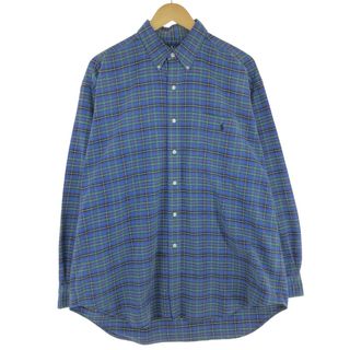 ラルフローレン(Ralph Lauren)の古着 ラルフローレン Ralph Lauren BIG SHIRT 長袖 ボタンダウンチェックシャツ メンズL /eaa454630(シャツ)